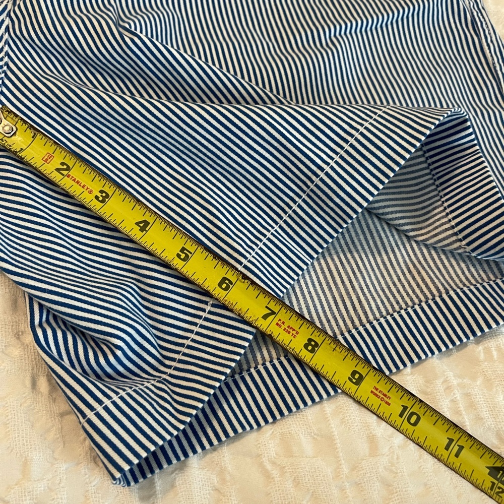 Crown & Ivy Light Blue white striped Caroline STRETCH 16W Shorts Classic - Picture 2 of 5